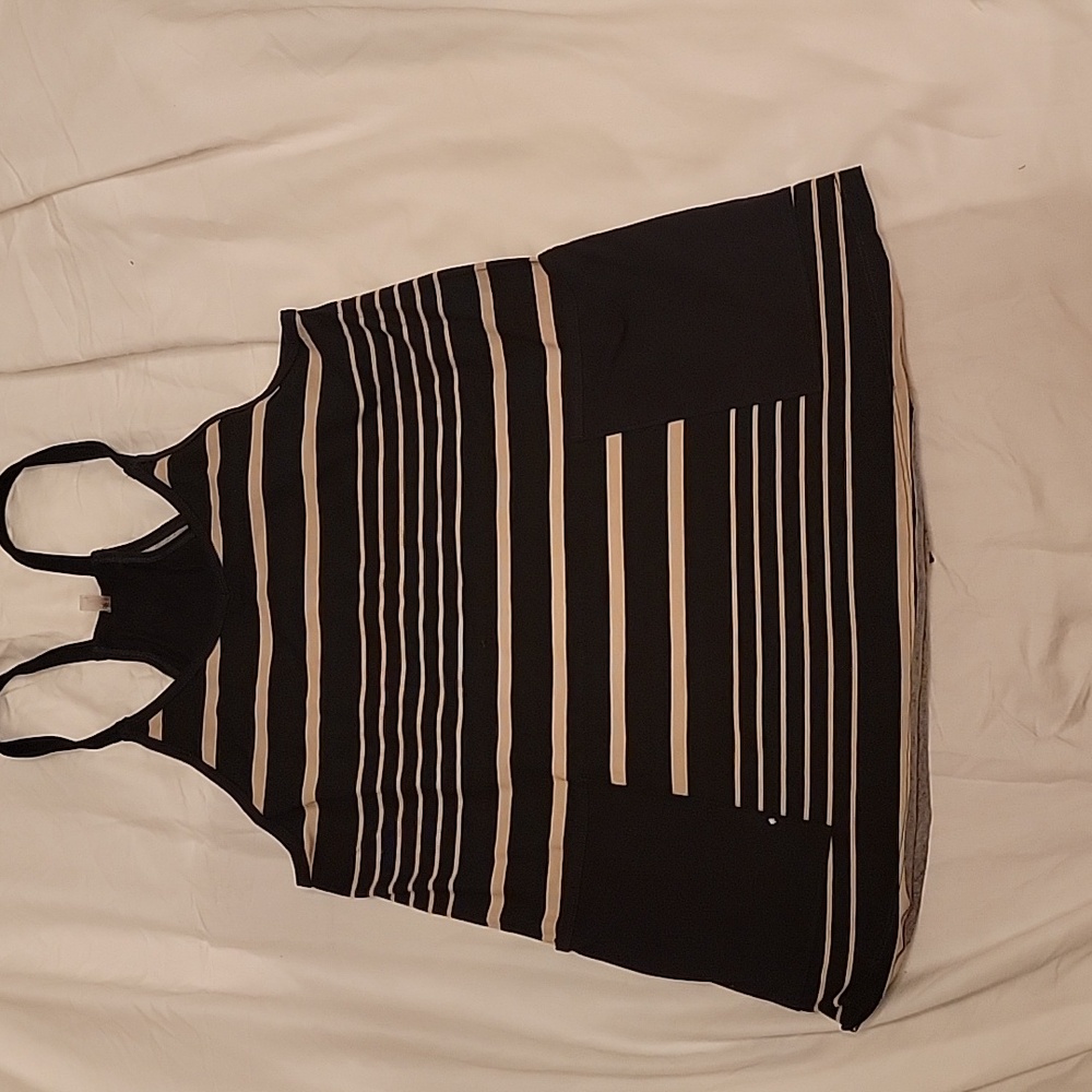 Free People Movement Hot ShotPrinted Mini Dress in Striped Black / Tan Combo